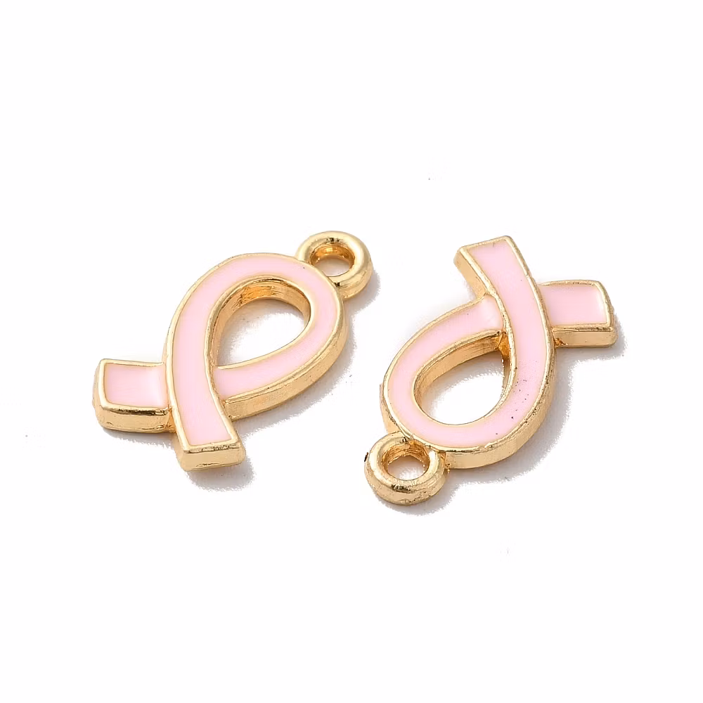 Guldfärgad berlock rosa bandet, 1 st