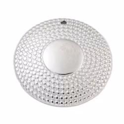 Rostfritt stål hänge rund & mönstrad, 1 st