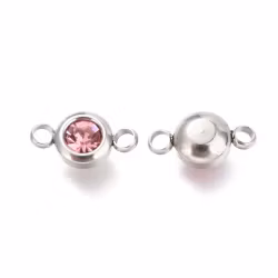 Rostfritt stål connector liten rosa, 1 st