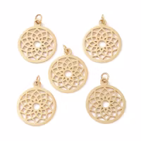 Guldfärgat rostfritt stål hänge Sahasrara med PVD plätering, 1 st