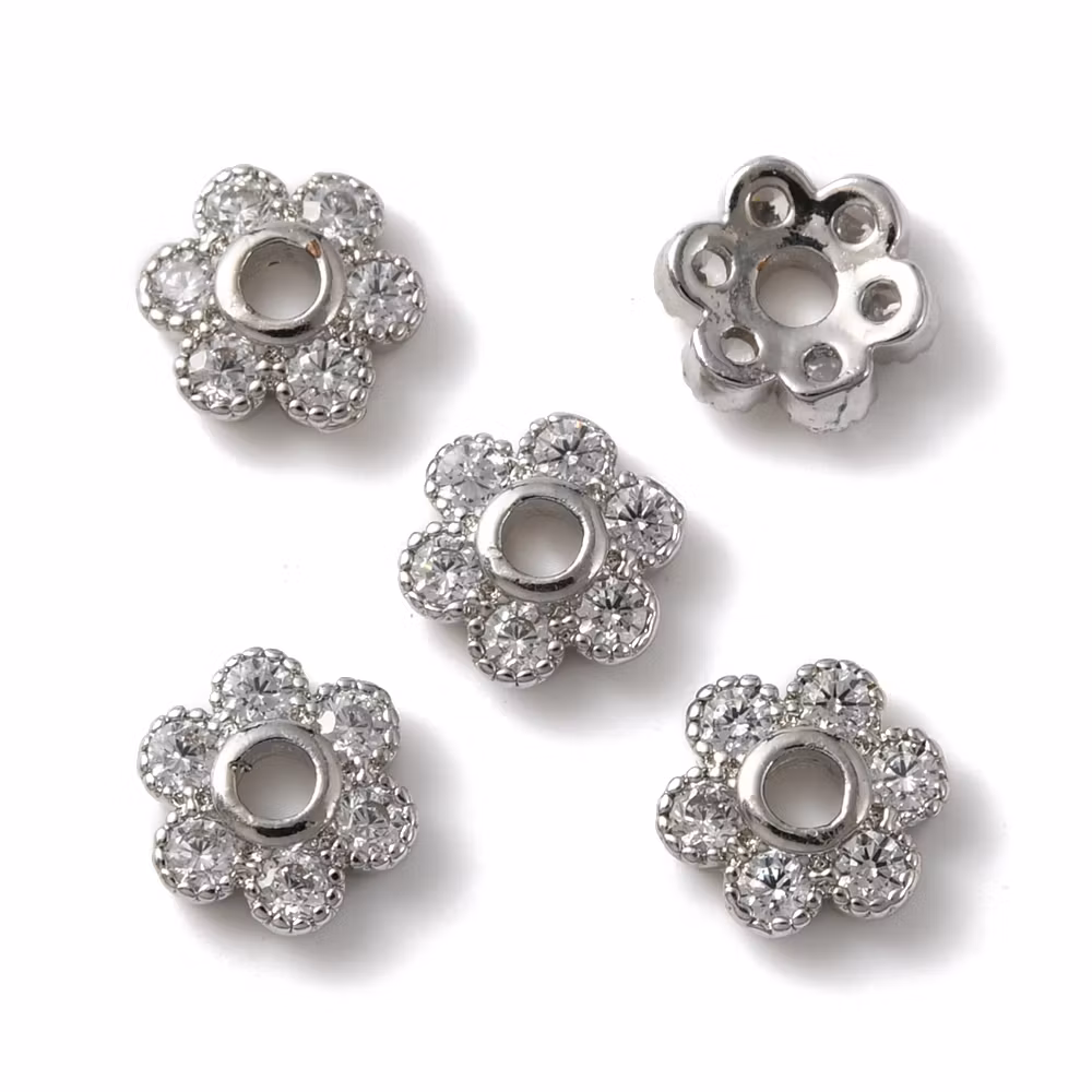 Antikfärgad pärlhatt liten 6 mm med cubic zirconia, 1 st