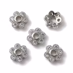 Antikfärgad pärlhatt liten 6 mm med cubic zirconia, 1 st