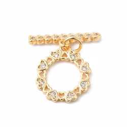 Guldfärgat stavlås med hjärta och cubic zirconia, 1 st