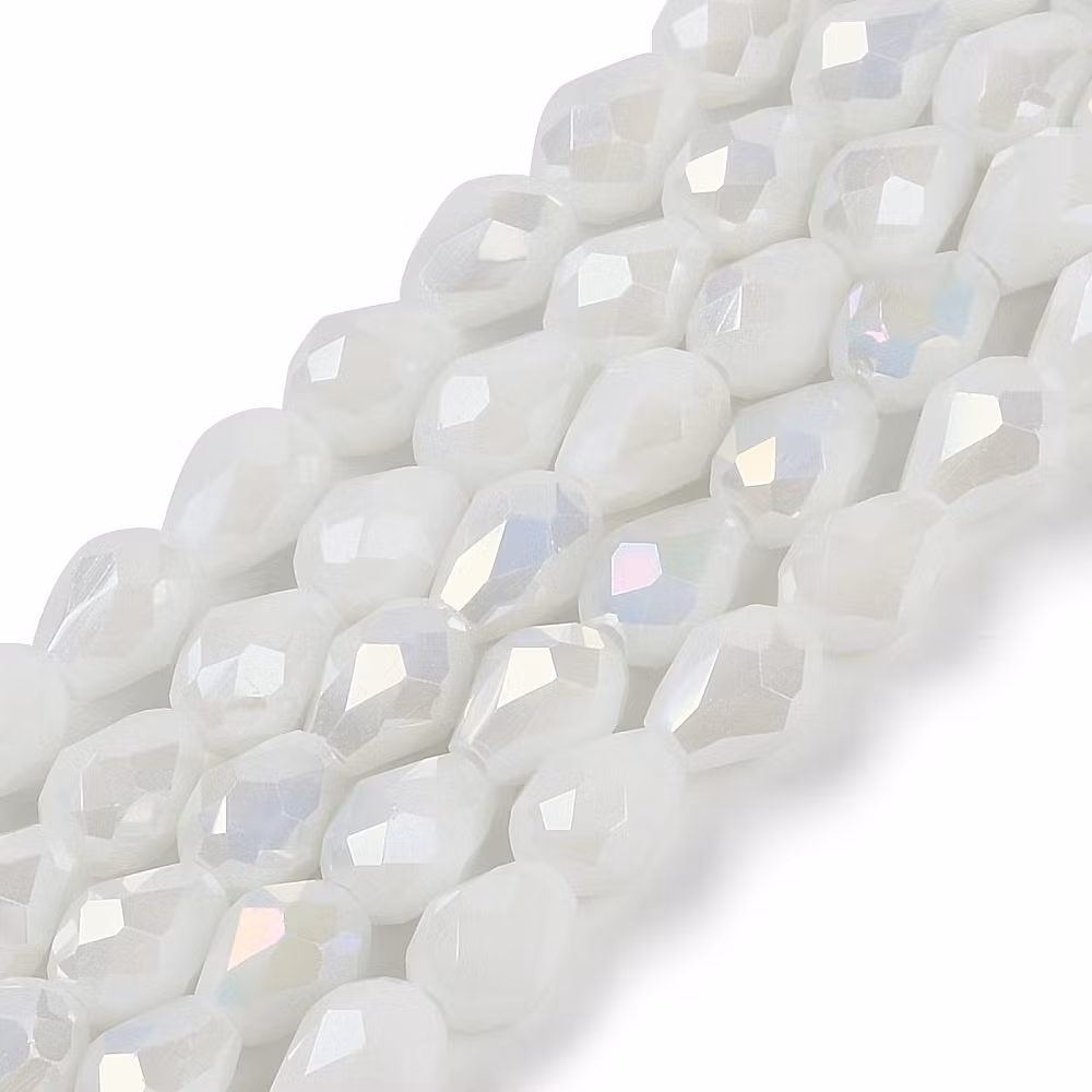 Facetterade glasdroppar vita 15 mm, 10 st