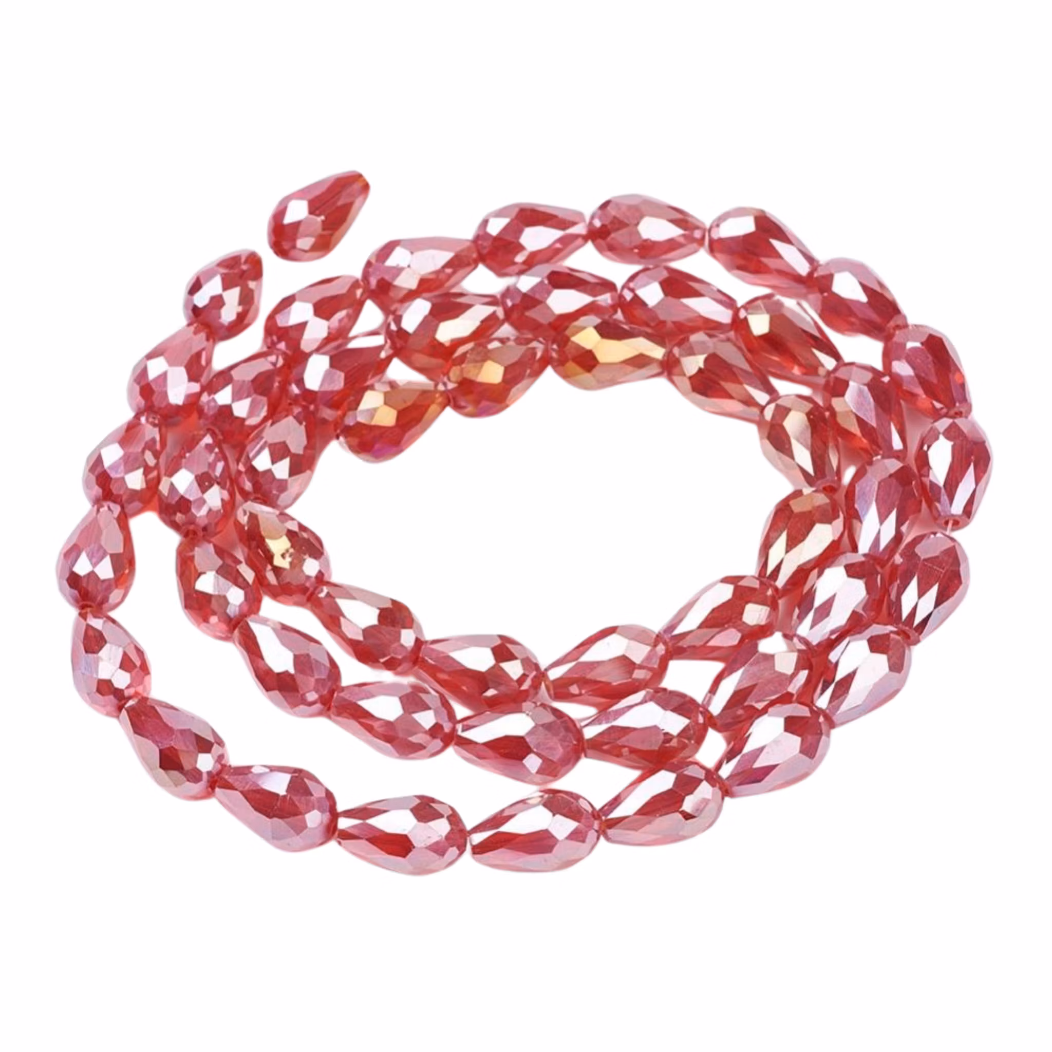 Facetterade glasdroppar röda AB 15 mm, 10 st