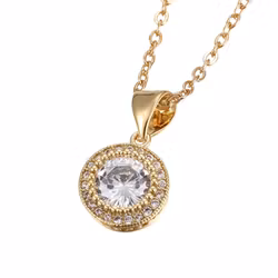 Guldfärgat rostfritt stål halsband rund strass