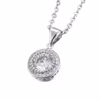 Rostfritt stål halsband rund strass