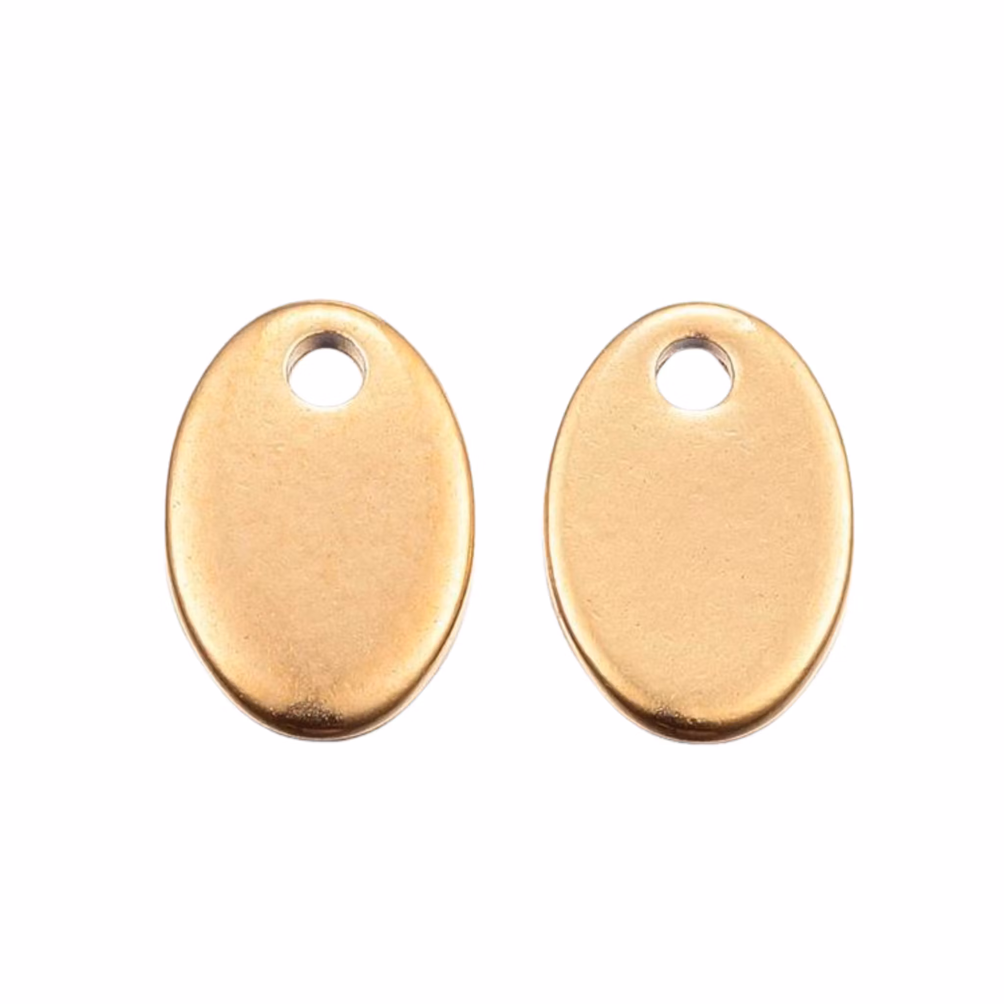 Guldfärgat rostfritt stål små tags med PVD plätering, 10 st