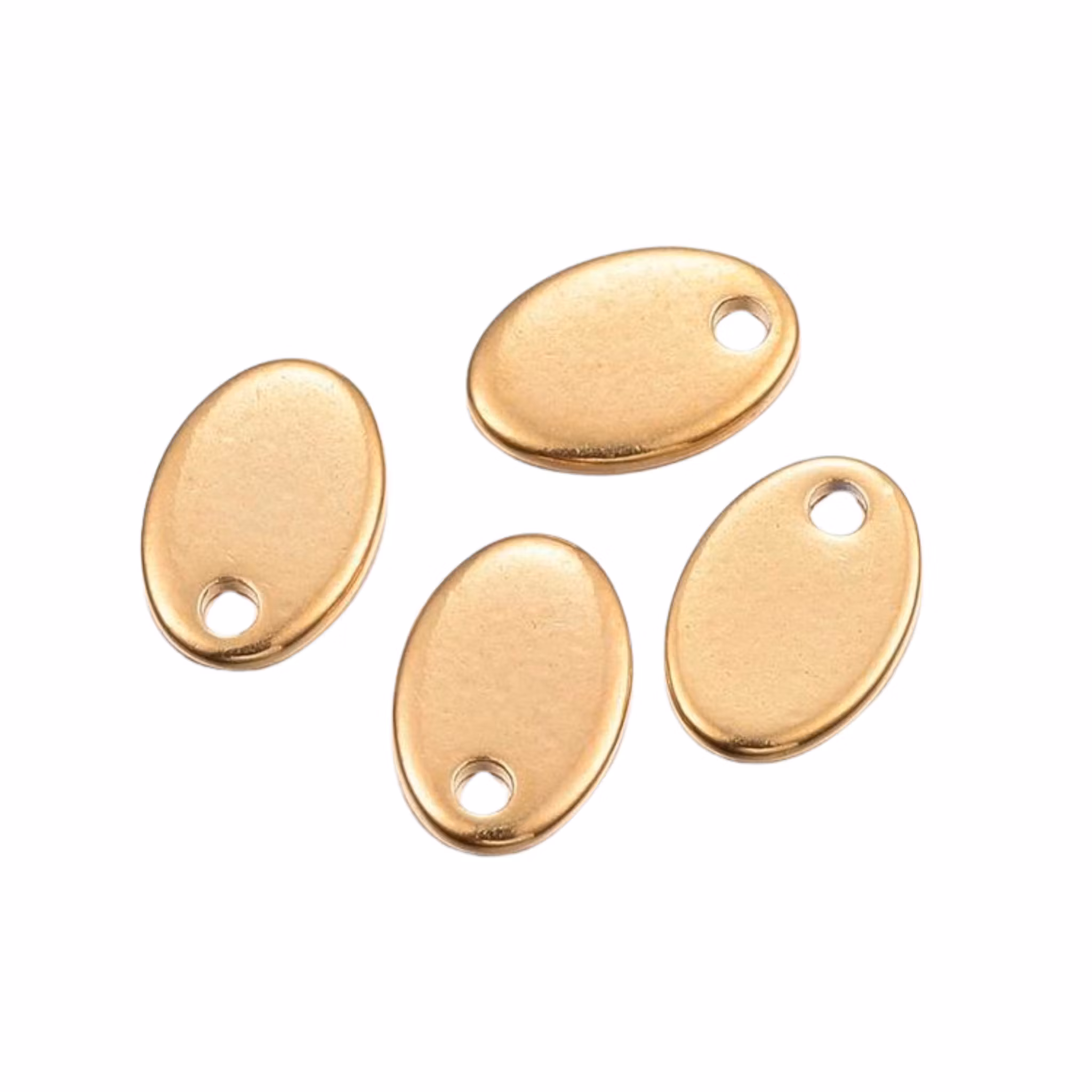 Guldfärgat rostfritt stål små tags med PVD plätering, 10 st