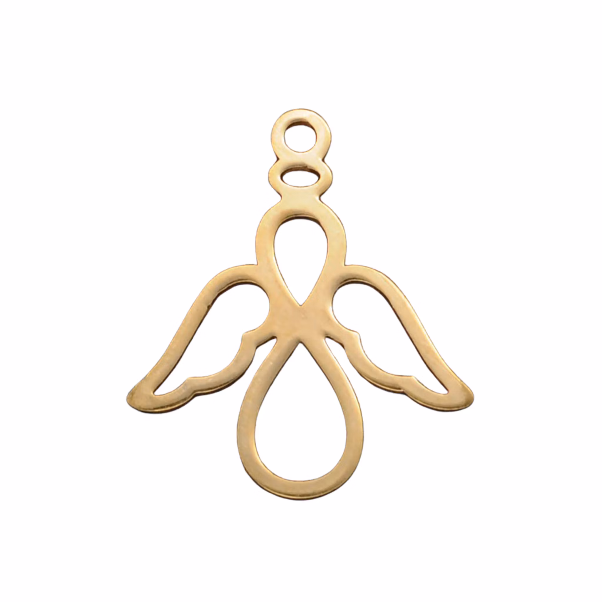 Guldfärgat rostfritt stål berlock siluettängel, 1 st