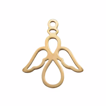 Guldfärgat rostfritt stål berlock siluettängel, 1 st