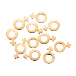 Guldfärgat rostfritt stål berlocker kvinnosymbol, 10 st