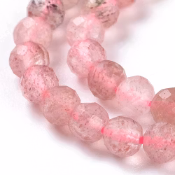 Facetterad jordgubbskvarts 3-4 mm, 1 sträng