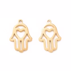 Guldfärgat rostfritt stål berlock hamsa, 1 st