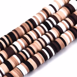 Heishi pärlor brun mix, 1 sträng