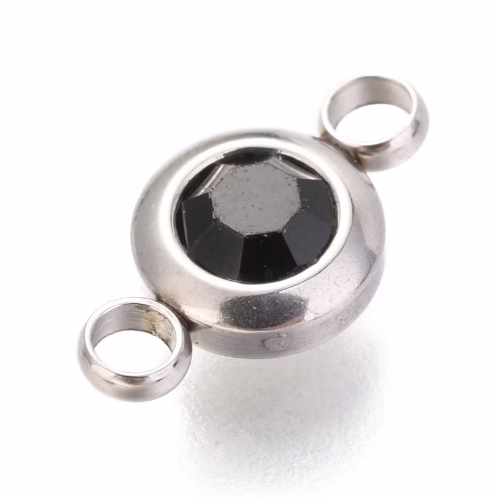 Rostfritt stål connector liten svart, 1 st