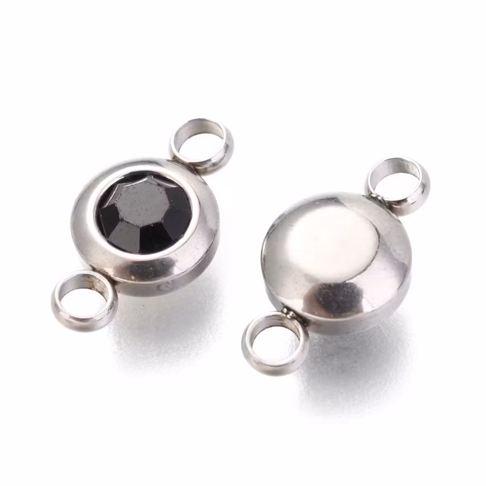 Rostfritt stål connector liten svart, 1 st