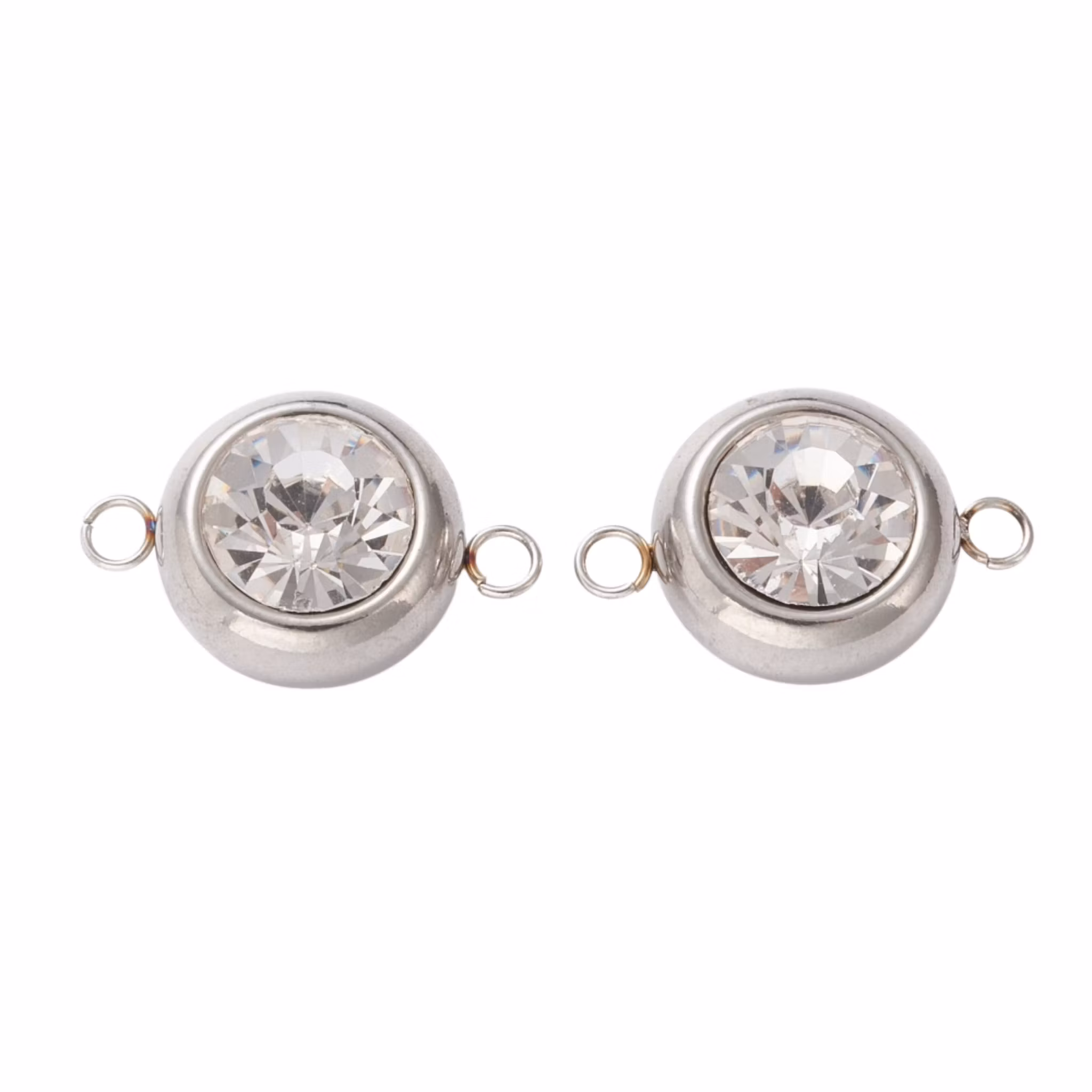 Rostfritt stål stor connector med cubic zirconia, 1 st