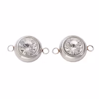 Rostfritt stål stor connector med cubic zirconia, 1 st