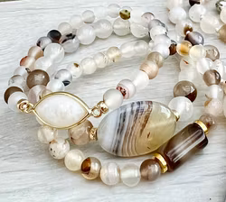 Dendritic Agat frostad 6 mm, 1 sträng