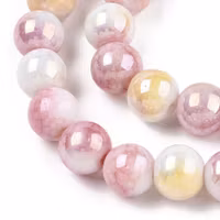 Round glass beads 8 mm pink melange, 1 strand