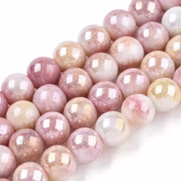 Round glass beads 8 mm pink melange, 1 strand