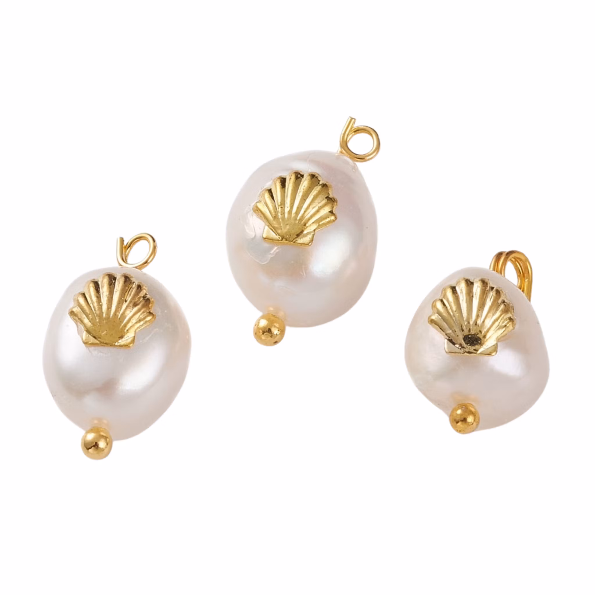 REA: Guldfärgade berlocker sötvatten snäcka, 5 st