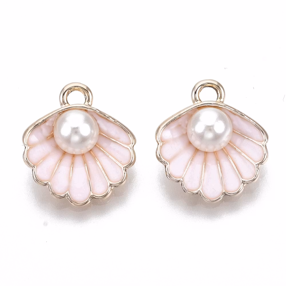 Guldfärgad snäcka ljusrosa med pärla, 1 st