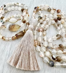 Dendritic Agat frostad 8 mm, 1 sträng