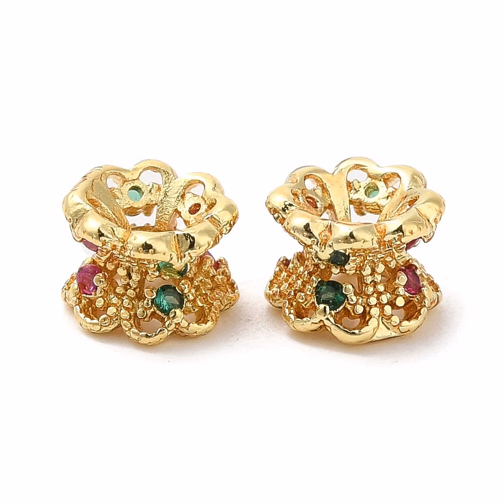 Guldfärgad strassrondell blommor med cubic zirconia mix, 1 st