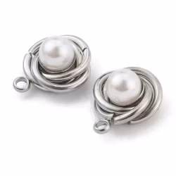 Rostfritt stål berlock med pärla, 1 st