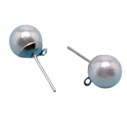Rostfritt stål stiftörhängen pärla, 1 par