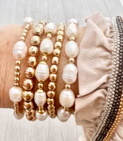 Sötvattenspärlor natur ca 6 mm, 1 sträng