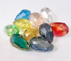 Facetterade glasdroppar AB mix 15 mm, 10 st