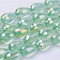 Facetterade glasdroppar grön AB 15 mm, 10 st