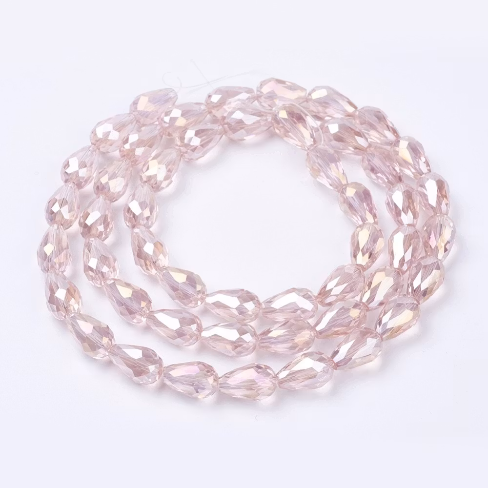 Facetterade glasdroppar ljusrosa AB 15 mm, 10 st