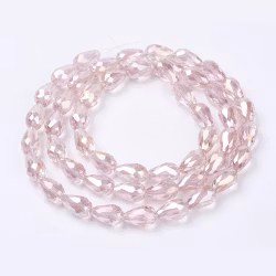 Facetterade glasdroppar ljusrosa AB 15 mm, 10 st