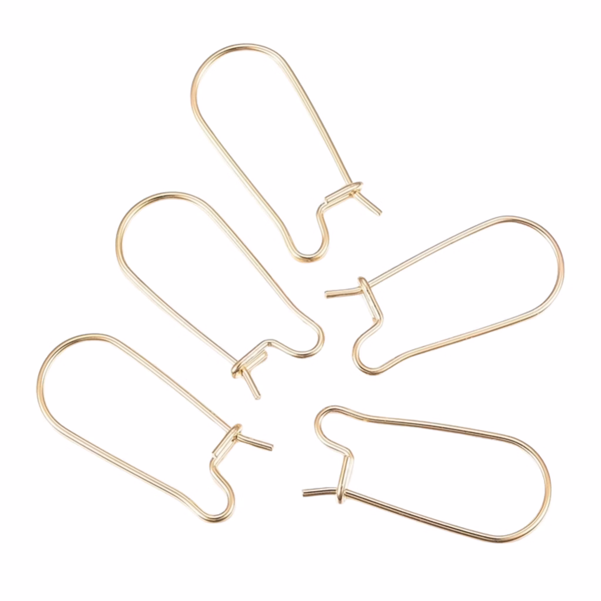 Guldfärgat kirurgiskt stål långa örkrokar med 18k plätering, 10 st