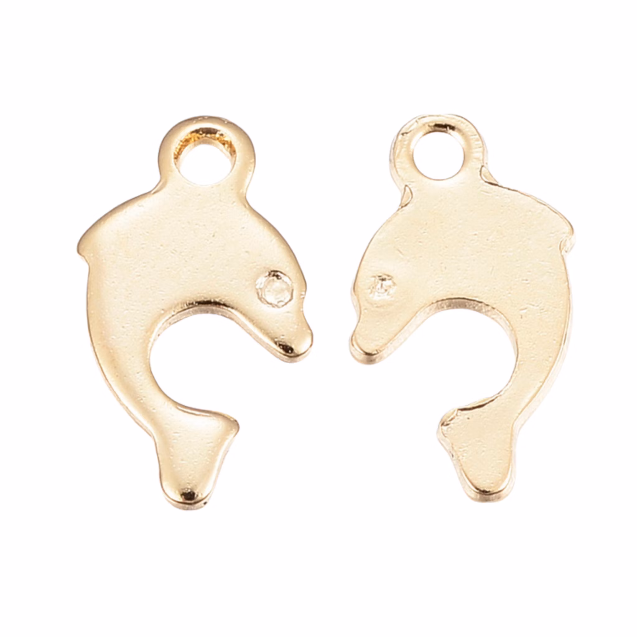 Guldfärgat kirurgiskt stål berlocker delfin med PVD plätering, 10 st