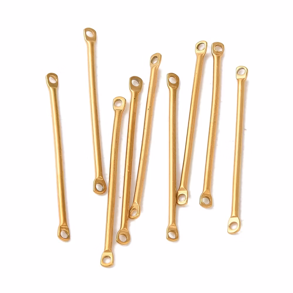 Guldfärgat rostfritt stål länkar med PVD plätering, 10 st