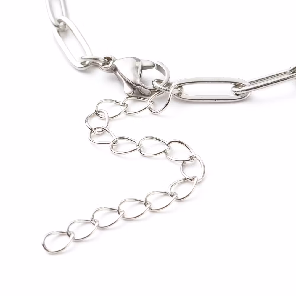 Rostfritt stål Paperclip armbandslänk, 1 st