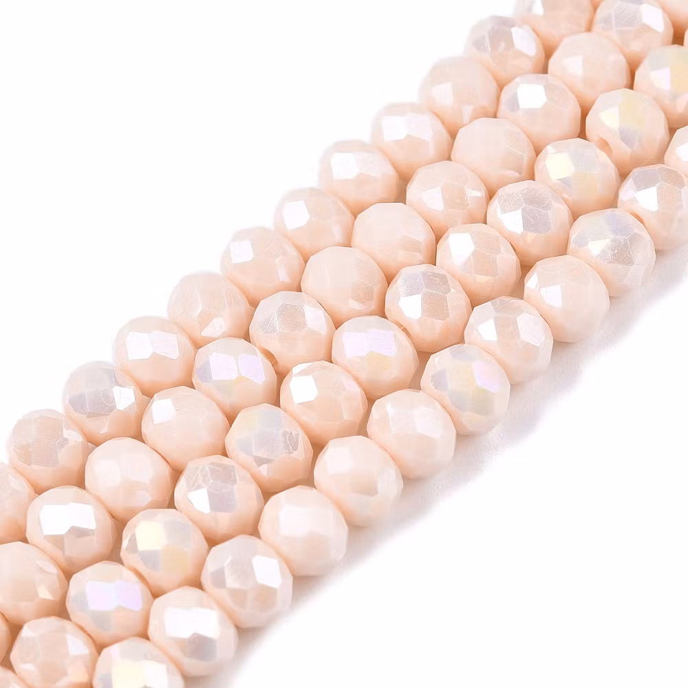 Facetterade abacus 2.5x2 mm beige glittriga, 1 sträng