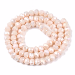 Facetterade abacus 2.5x2 mm beige glittriga, 1 sträng