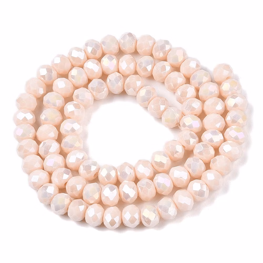 Facetterade abacus 4x3 mm mörk beige glittriga, 1 sträng