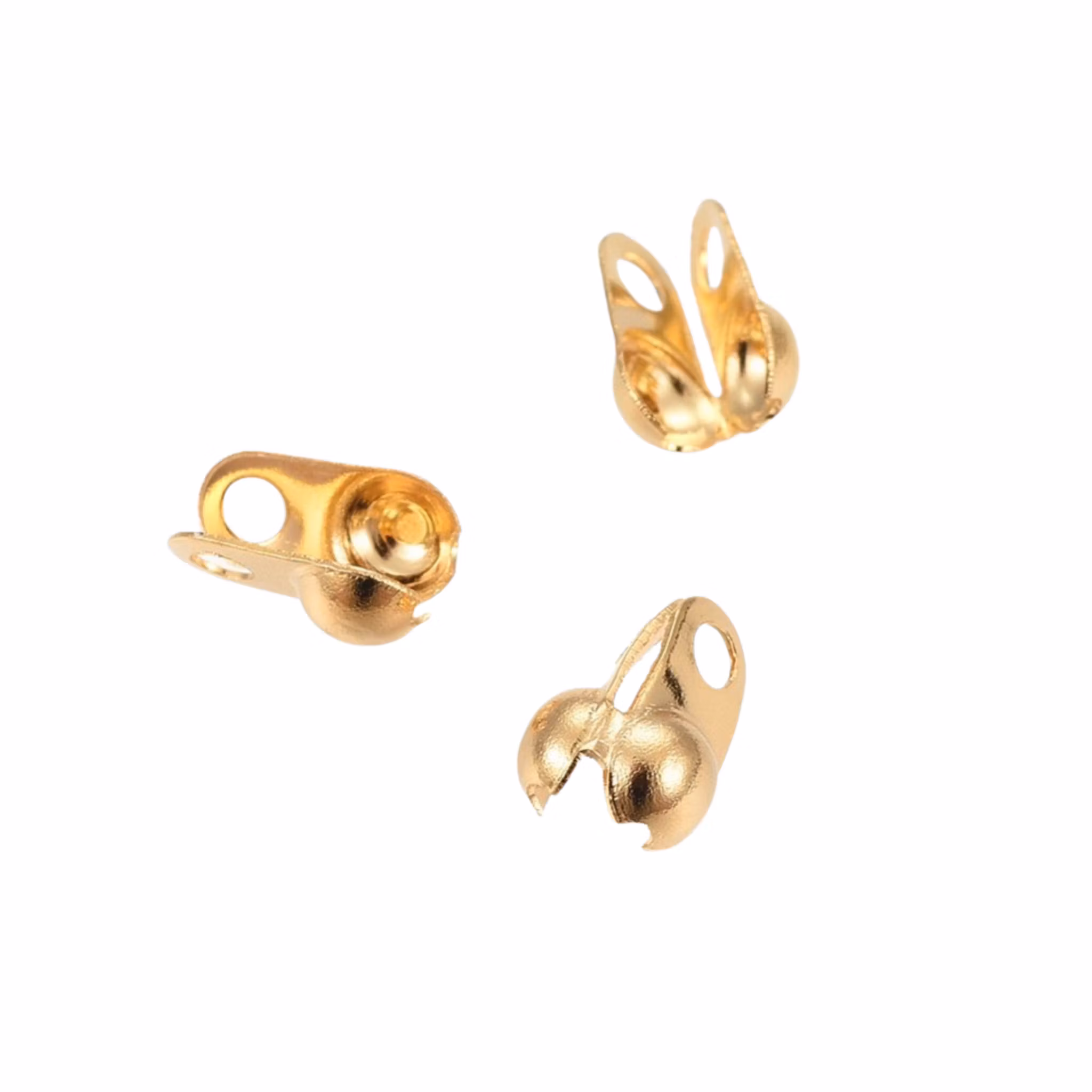 Guldfärgat rostfritt stål kulkedjefästen 1.5 mm med PVD plätering, ca 50 st