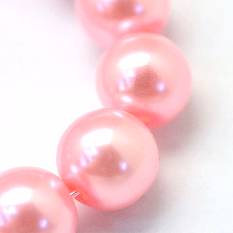 Vaxade glaspärlor 6 mm rosa, 1 sträng