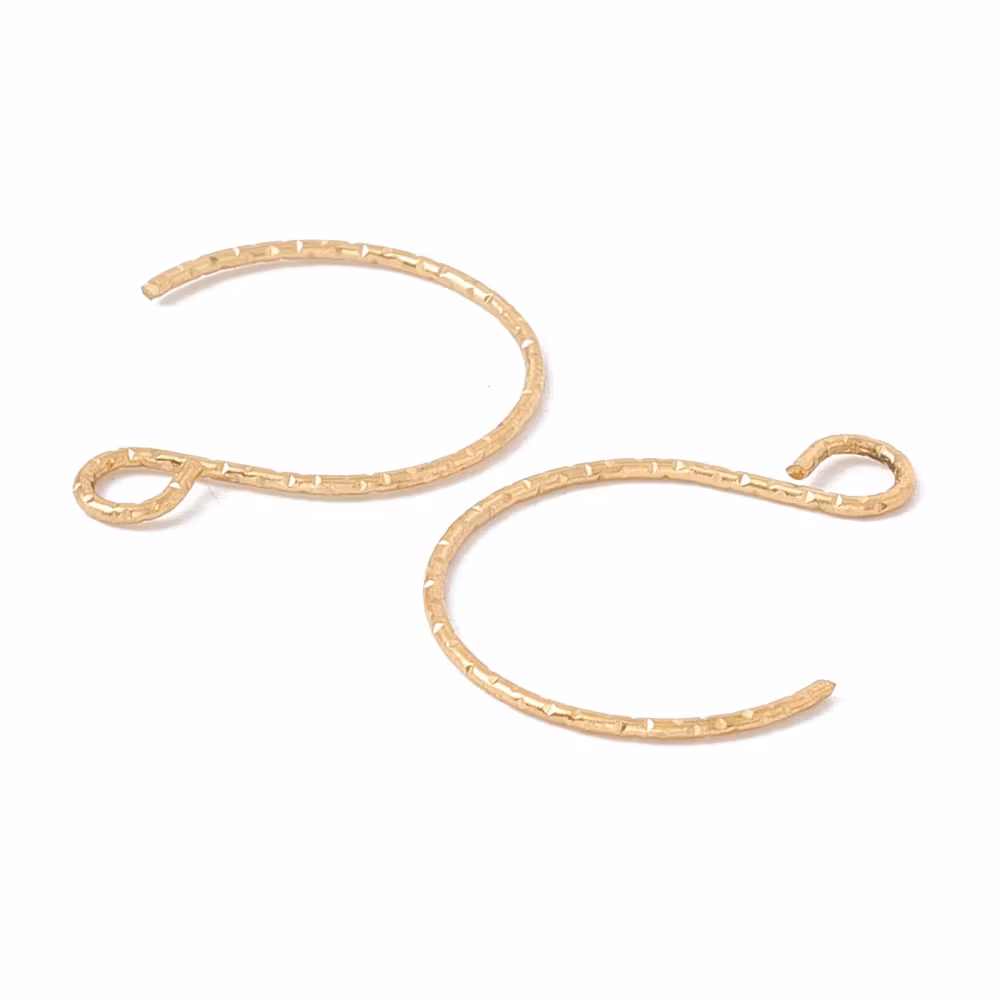 Guldfärgat kirurgiskt stål mönstrade runda örkrokar med PVD plätering, 10 st