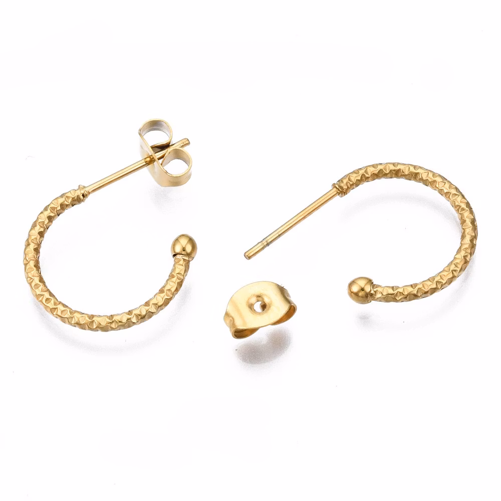 Guldfärgat kirurgiskt stål halva creoler med PVD plätering, 1 par