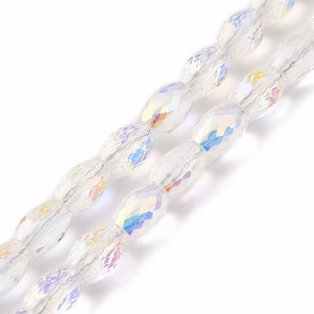 Facetterade ovala glaspärlor glas AB 15 mm, 10 st