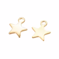 Guldfärgat rostfritt stål berlocker små stjärnor med 18k plätering, 10 st